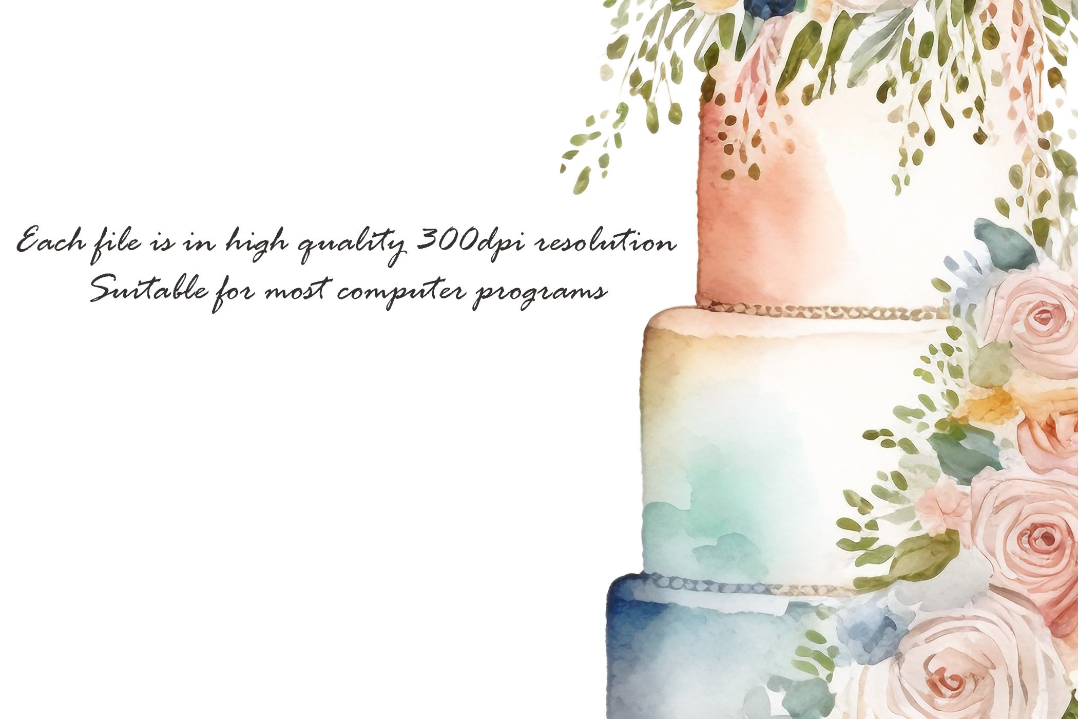 Watercolor Wedding Clipart preview image.