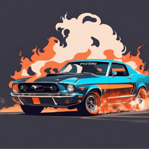1969 Mustang Burning Its Engine cover image.