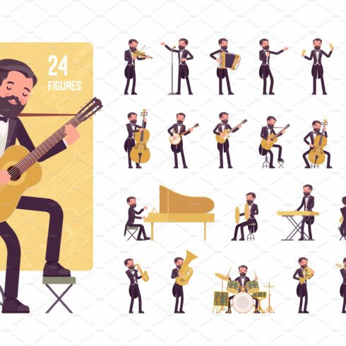 Musician man character set cover image.