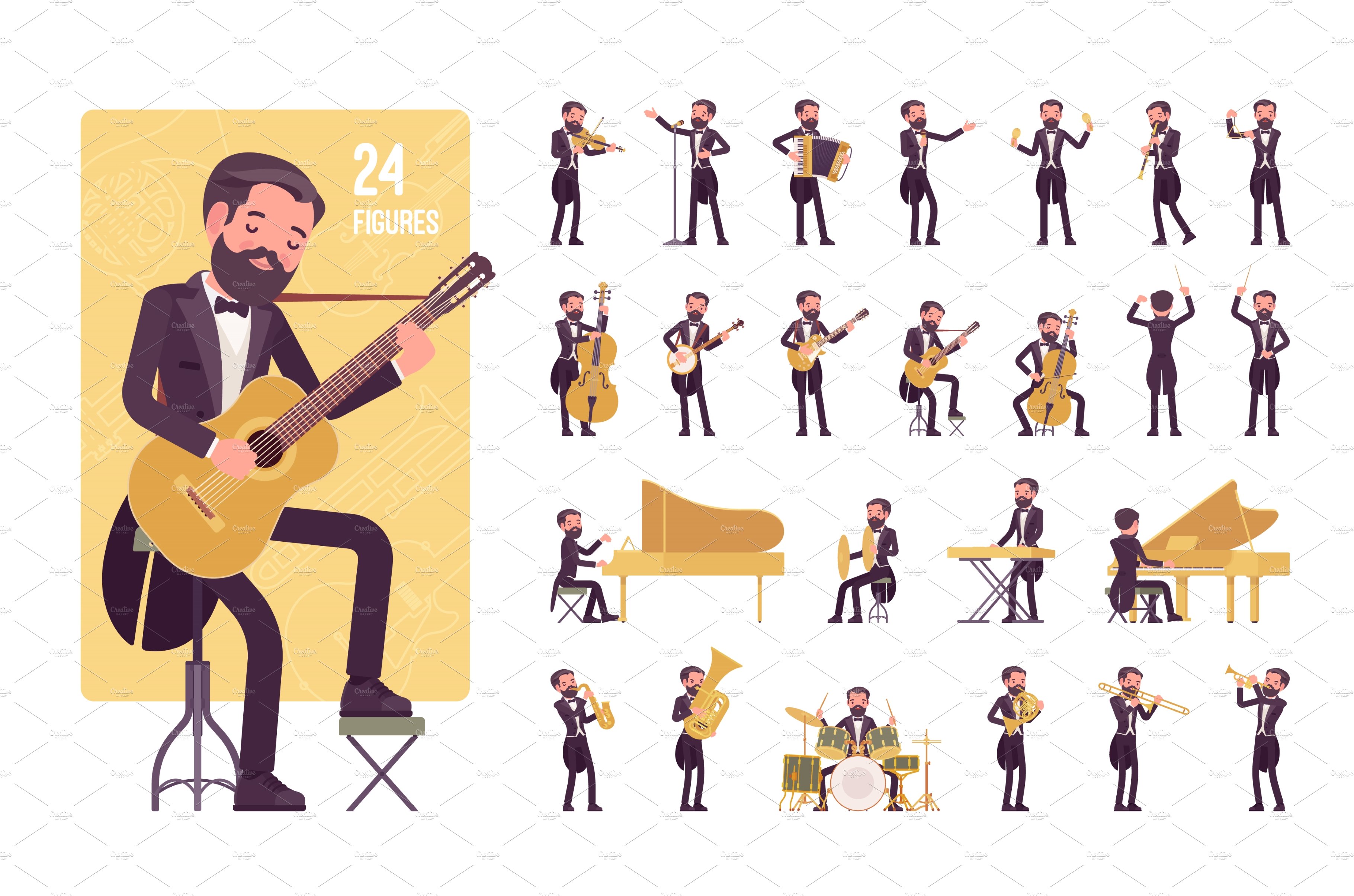 Musician man character set cover image.