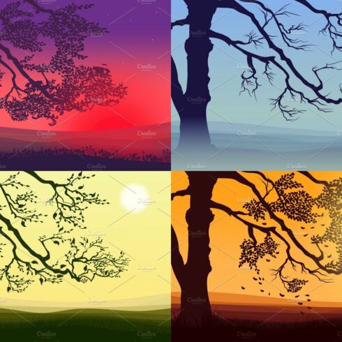 Beautiful Colorful Trees Set cover image.