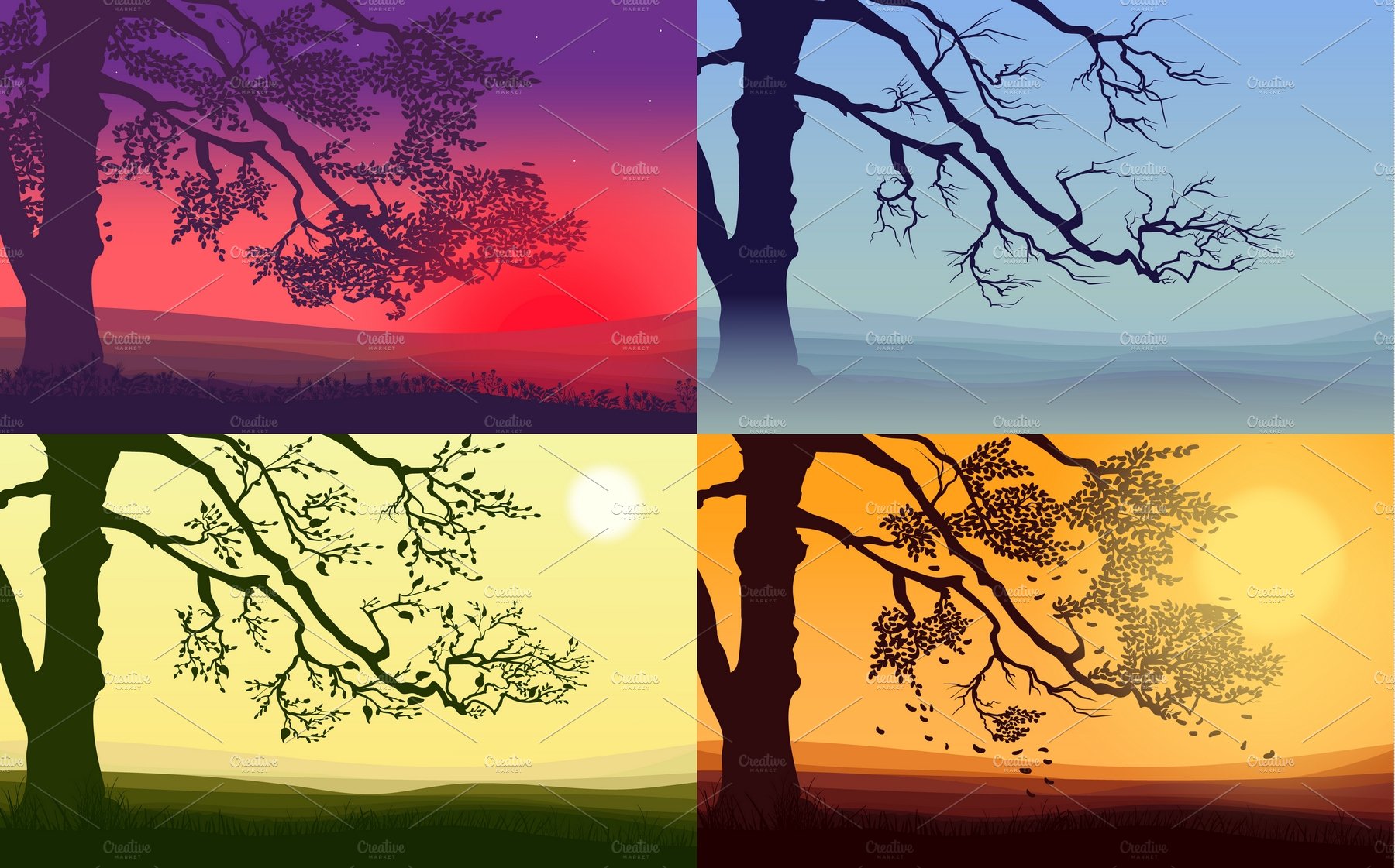 Beautiful Colorful Trees Set cover image.