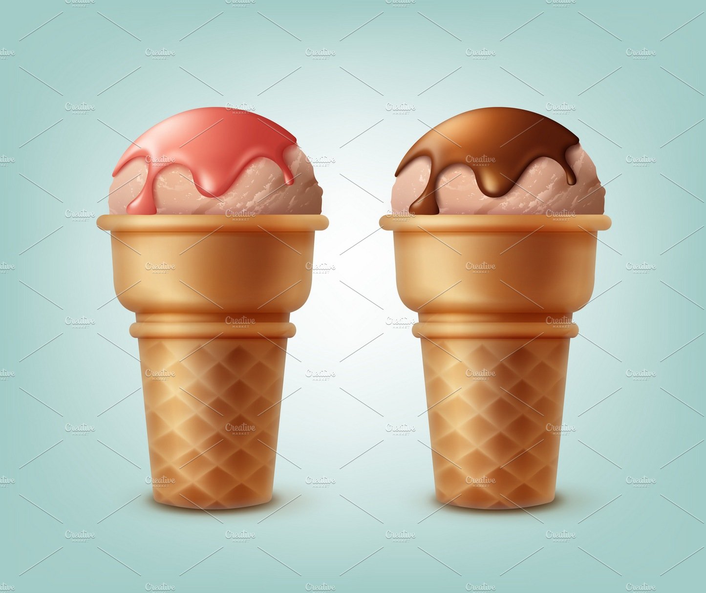 Ice creams in waffle cones cover image.