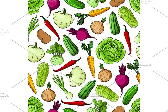 Vegetables seamless background cover image.