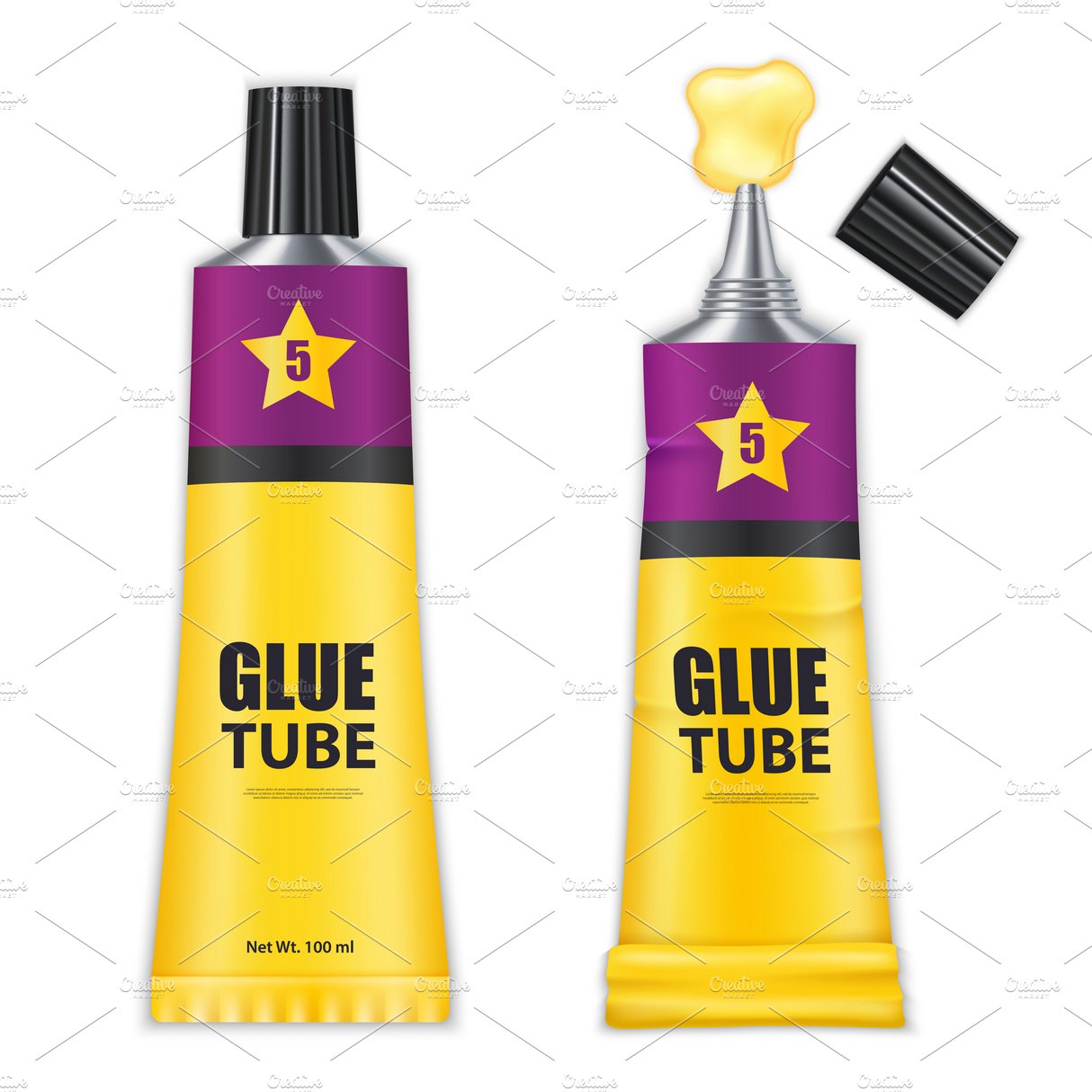 Realistic glue tubes set cover image.