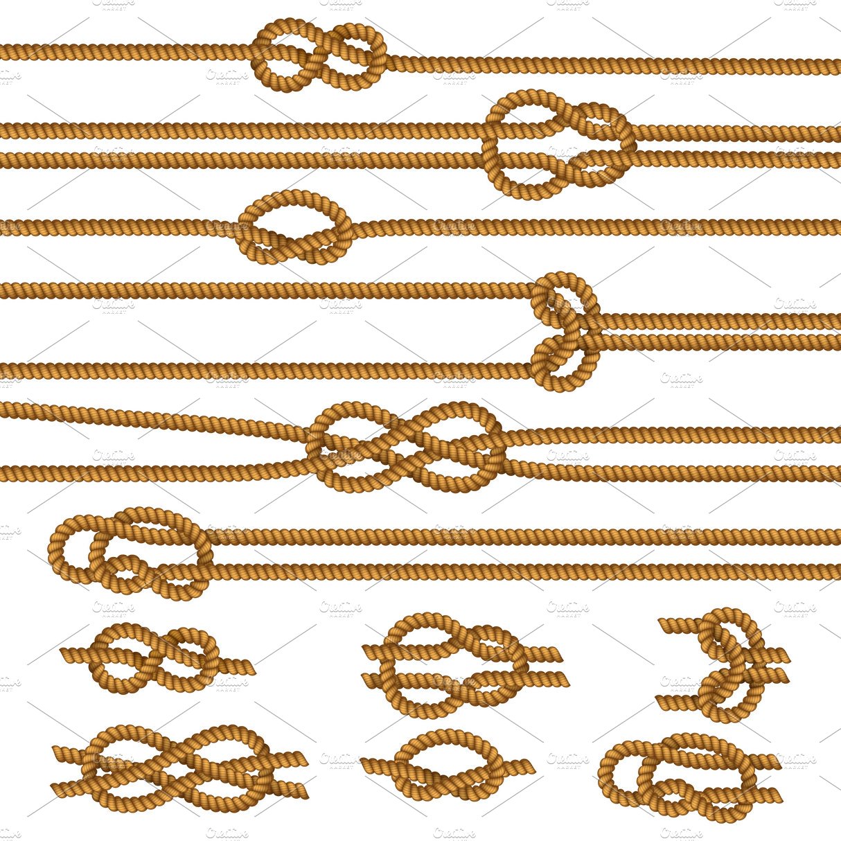 Ropes knots realistic collection cover image.