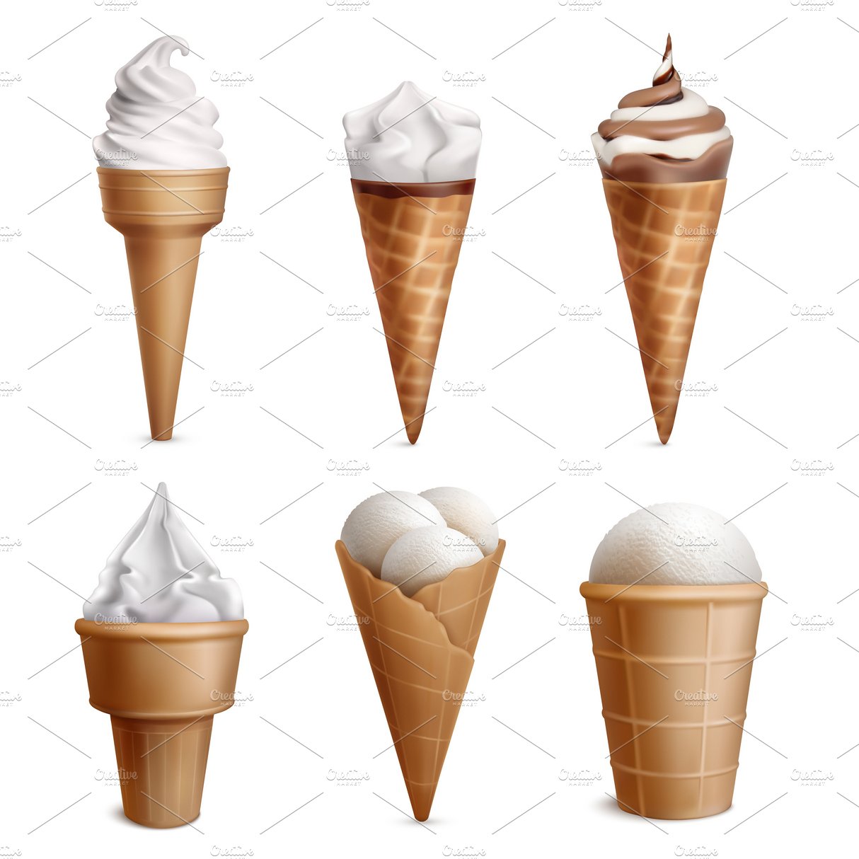 Ice cream realistic set cover image.