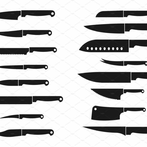Meat cutting knives set. Kitchen cover image.