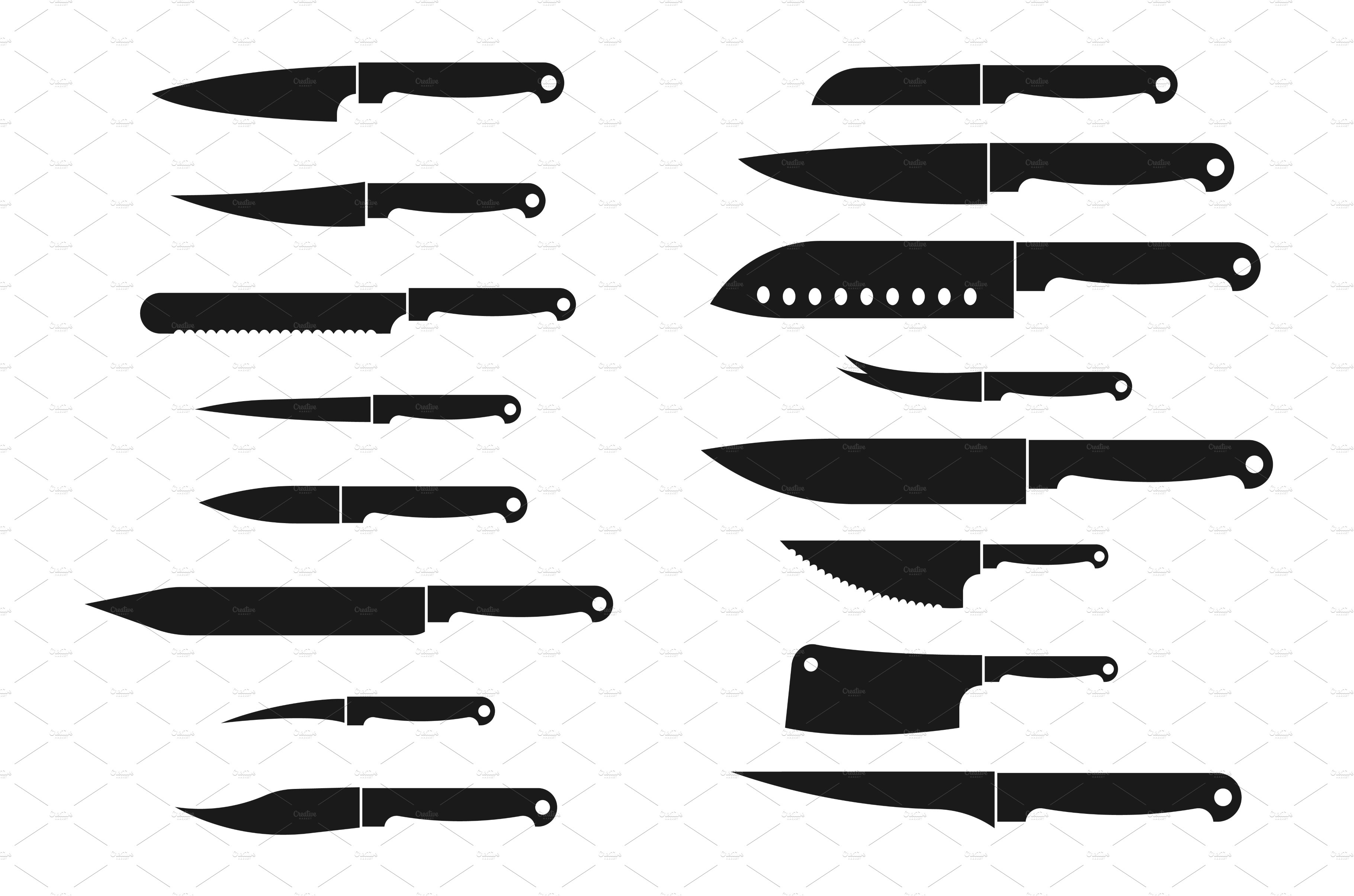 Meat cutting knives set. Kitchen cover image.