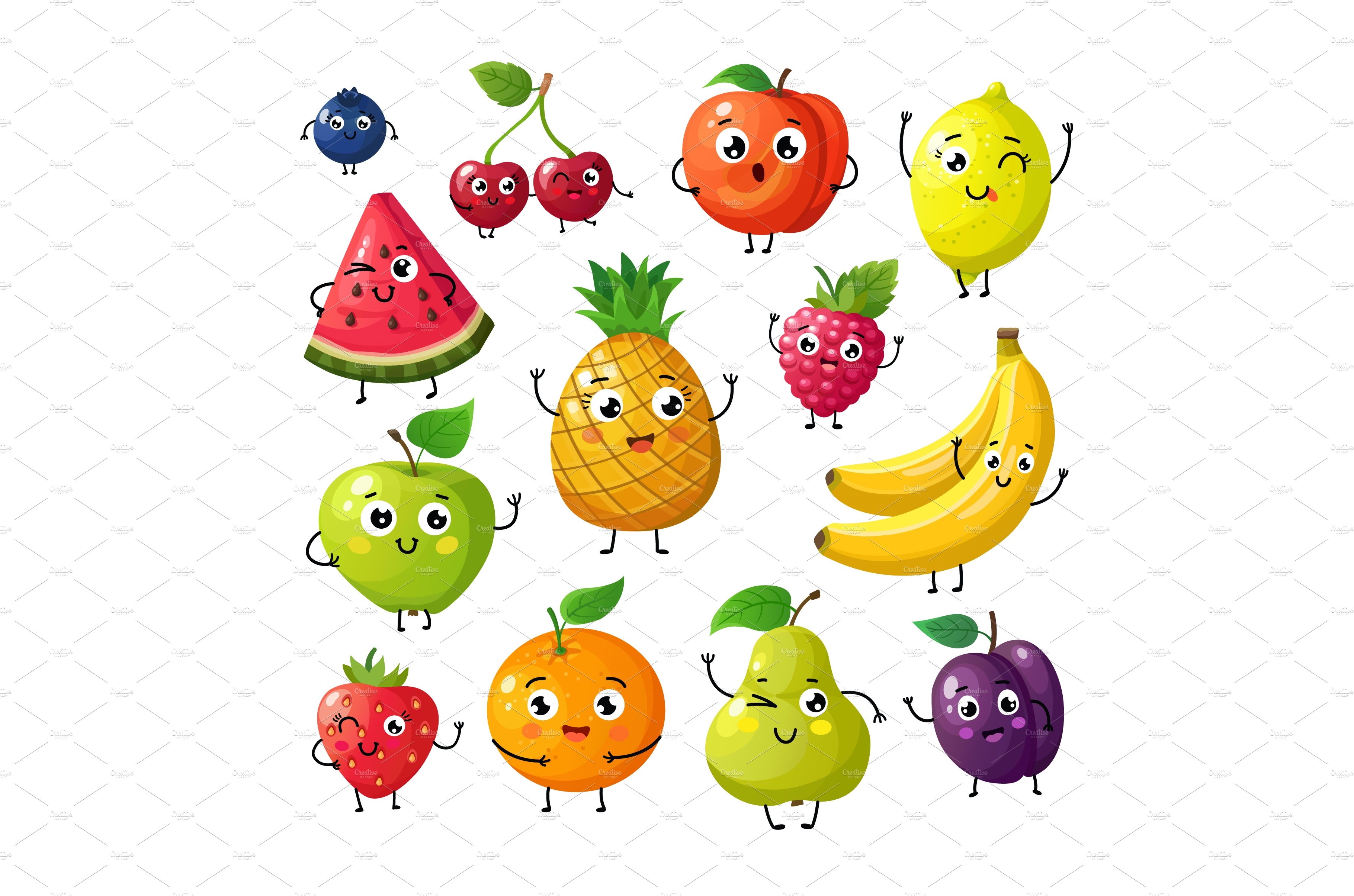 Cartoon funny fruits. Happy kiwi cover image.