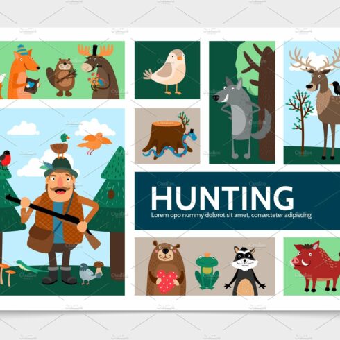 Flat hunting infographic template cover image.