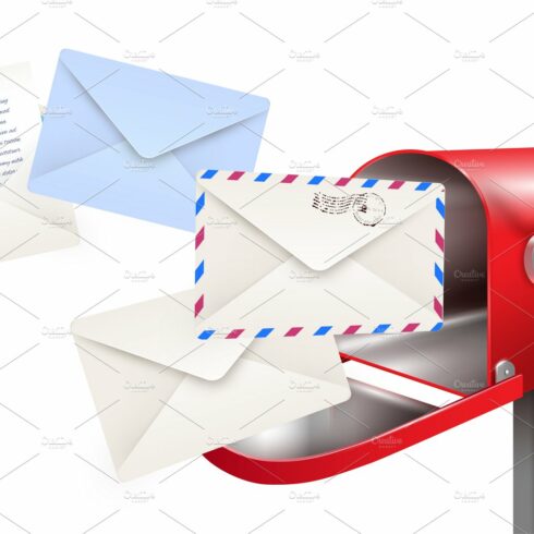 Realistic mailbox letters set cover image.