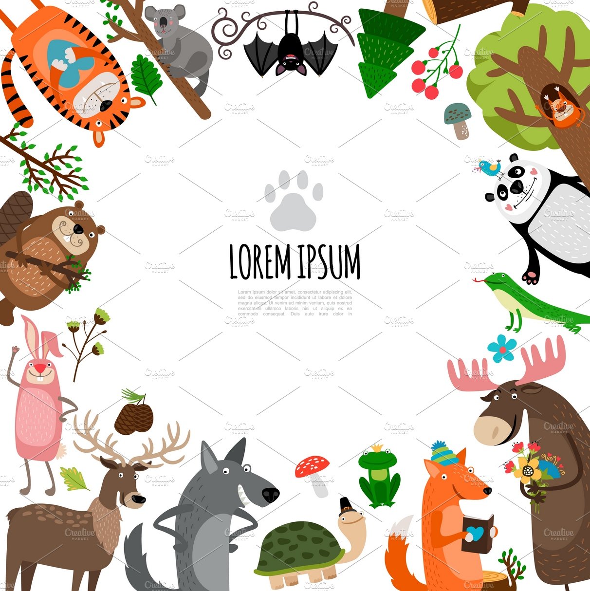 Flat zoo animals concept – MasterBundles