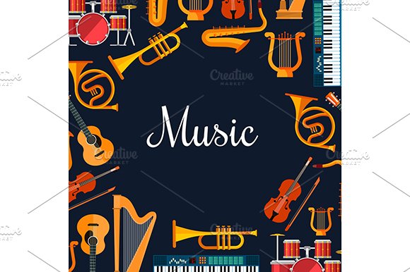 Music poster with instruments cover image.