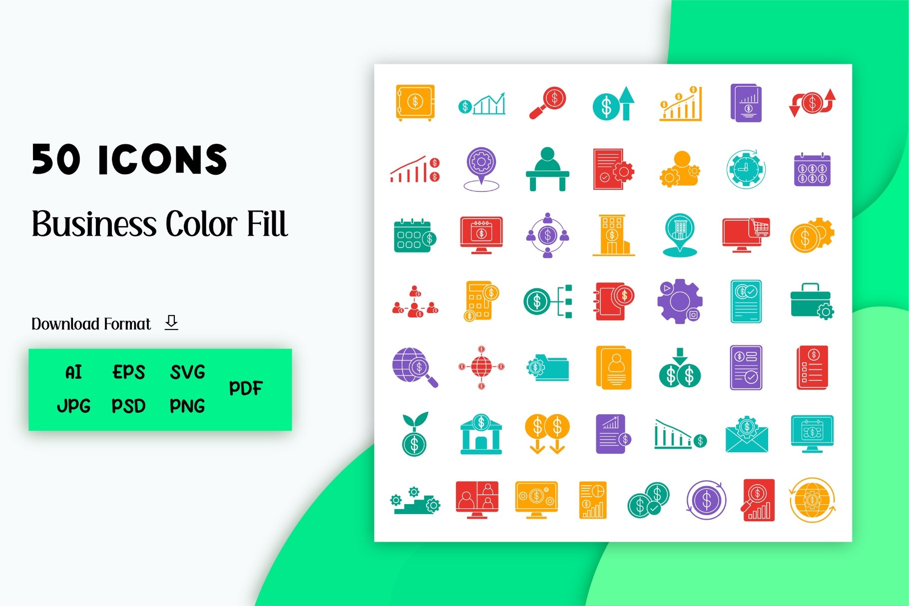 Icon Pack: Business Color (50 Icons) cover image.