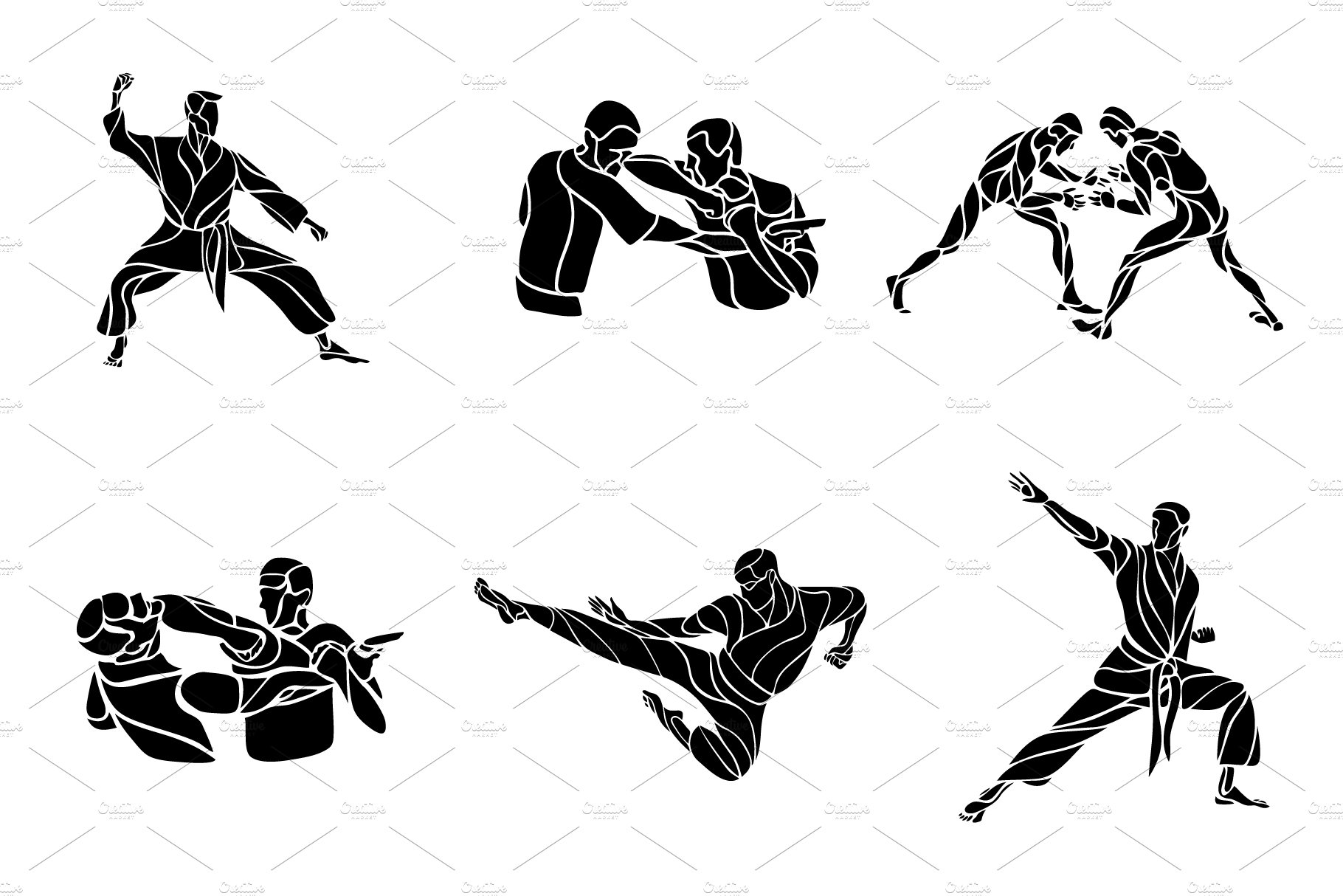 Martial Arts Karate MMA Silhouettes preview image.