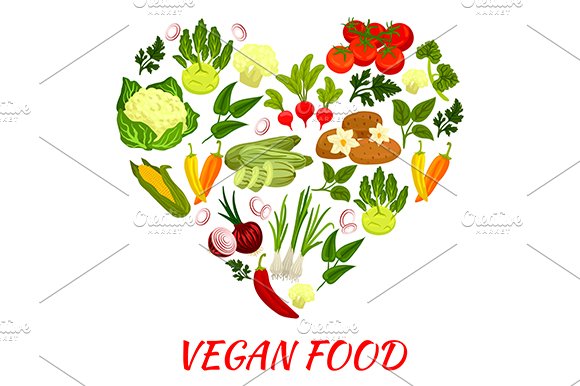 Heart shape icon with veggies cover image.