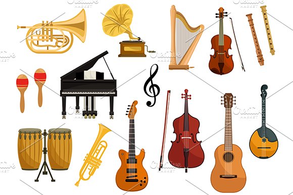 Icons of musical instruments cover image.