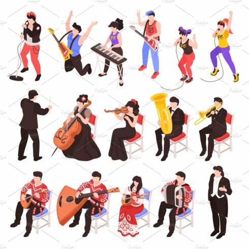 Musicians isometric set cover image.