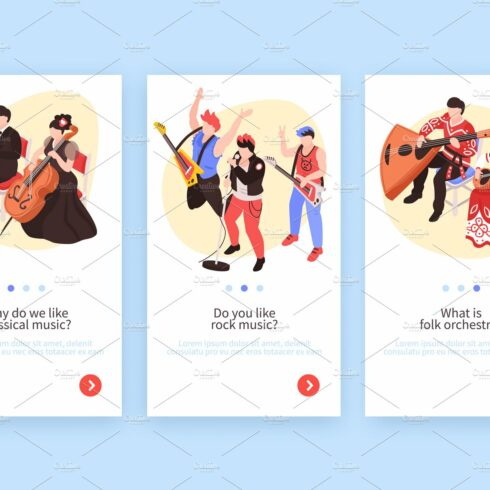 Musicians isometric banners set cover image.