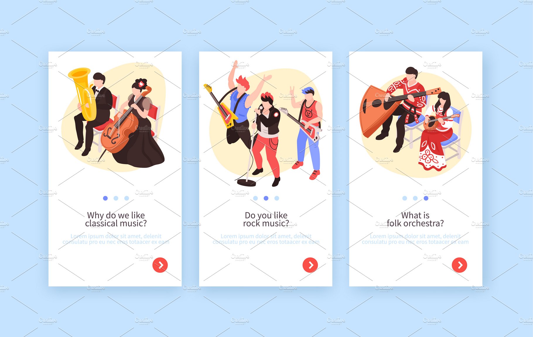 Musicians isometric banners set cover image.