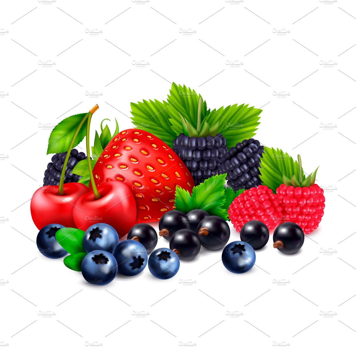 Berry fruit realistic composition cover image.