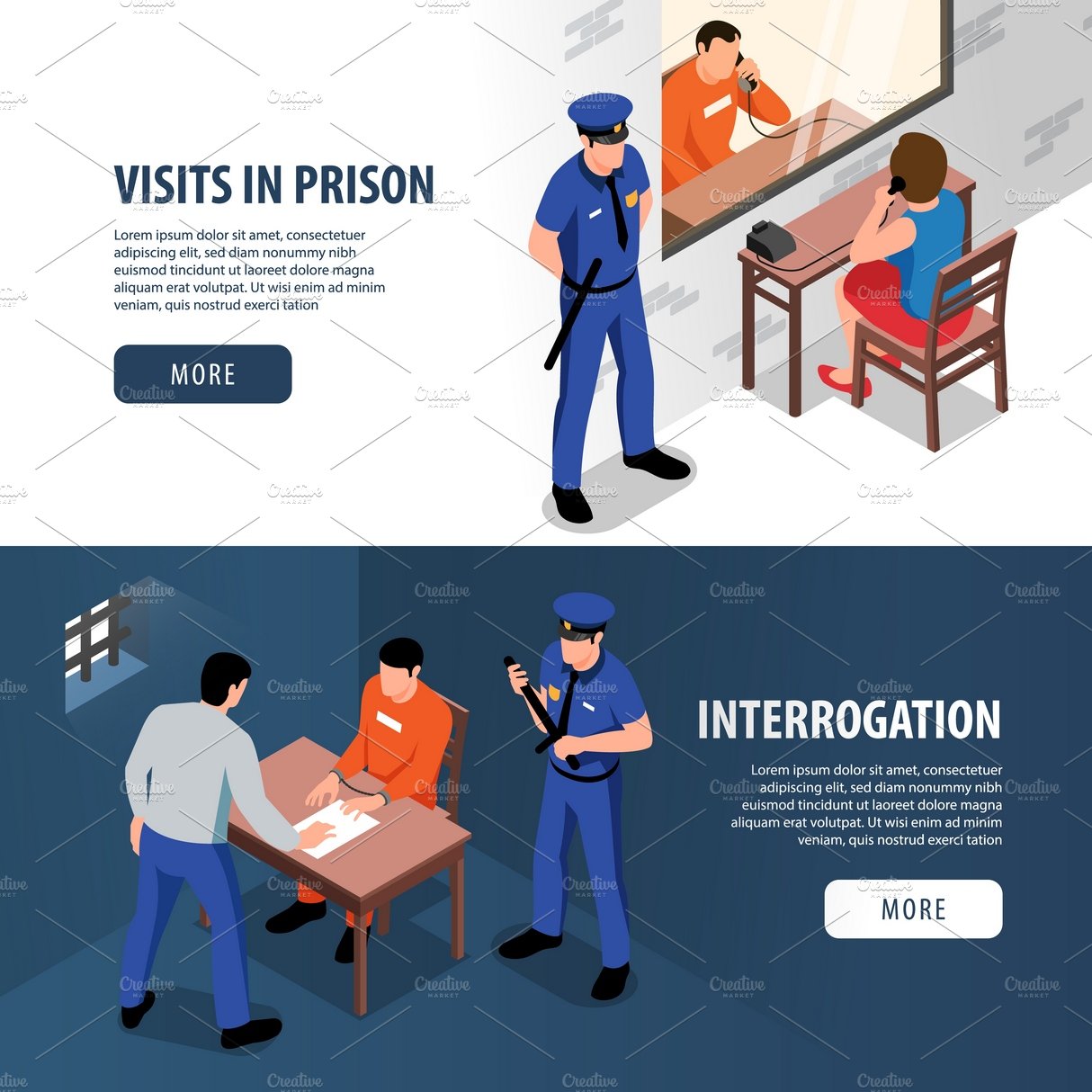 Prison two isometric banners cover image.