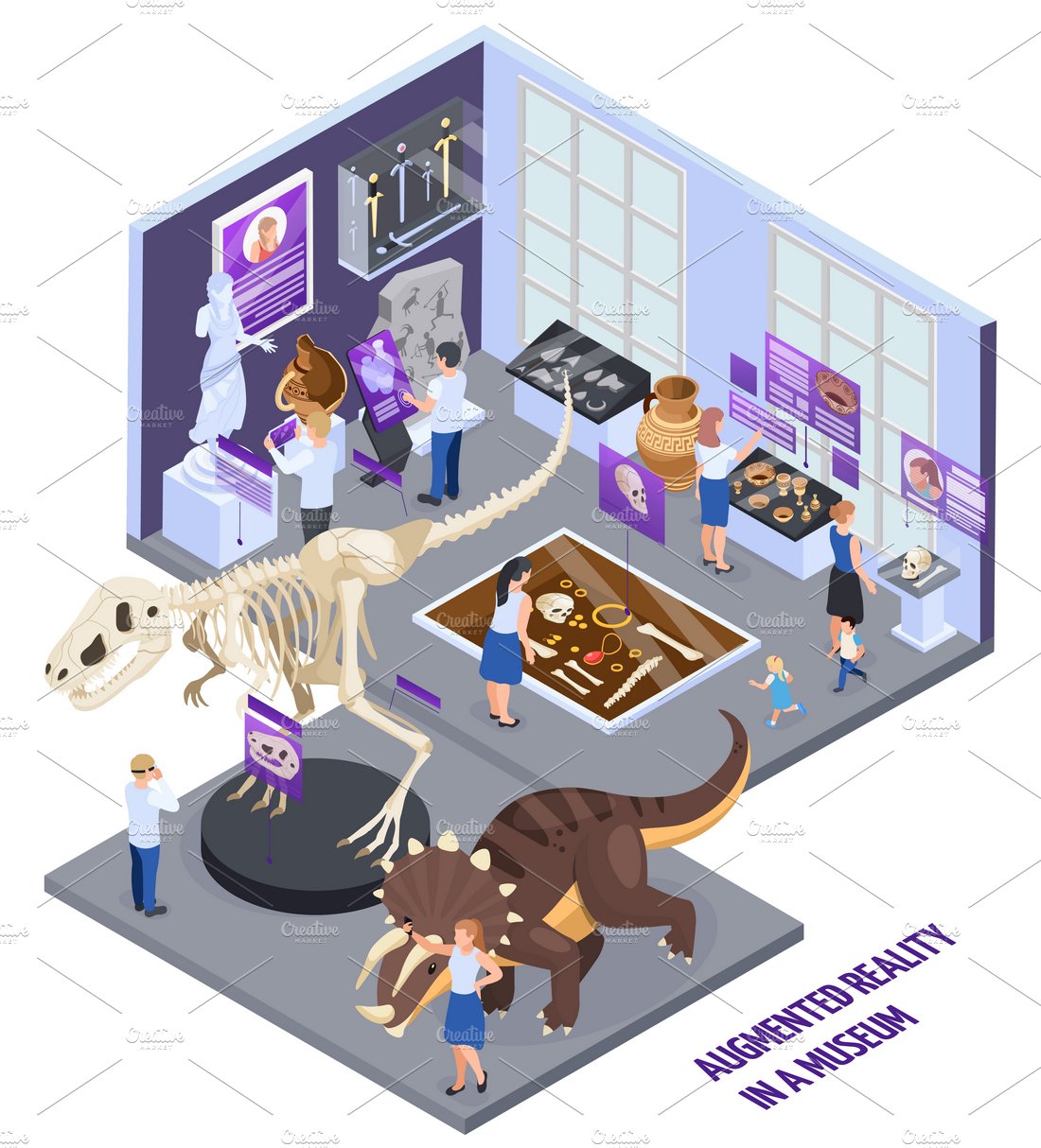 Modern museum isometric composition cover image.