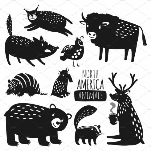 Forest american animals silhouettes cover image.