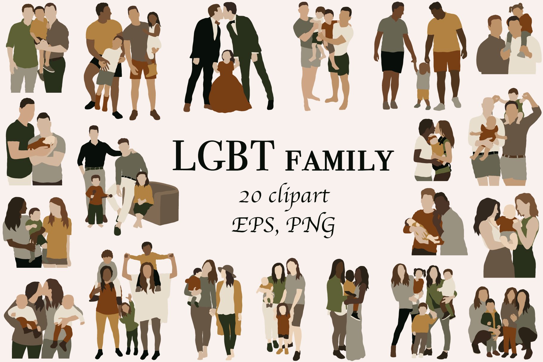 Abstract LGBT family clipart cover image.