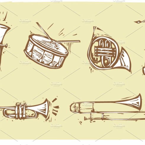 Woodcut Musical Instruments cover image.