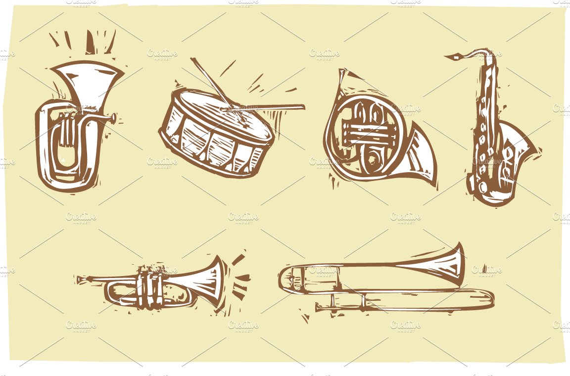 Woodcut Musical Instruments cover image.