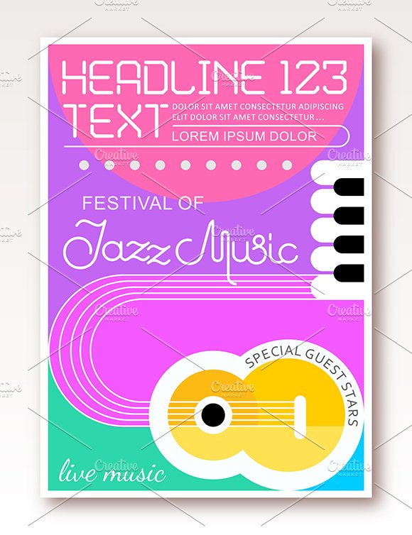 6 Music Festival poster designs preview image.