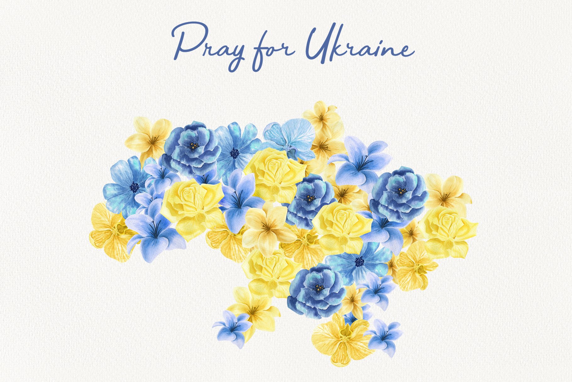 Ukraine watercolor flower collection preview image.