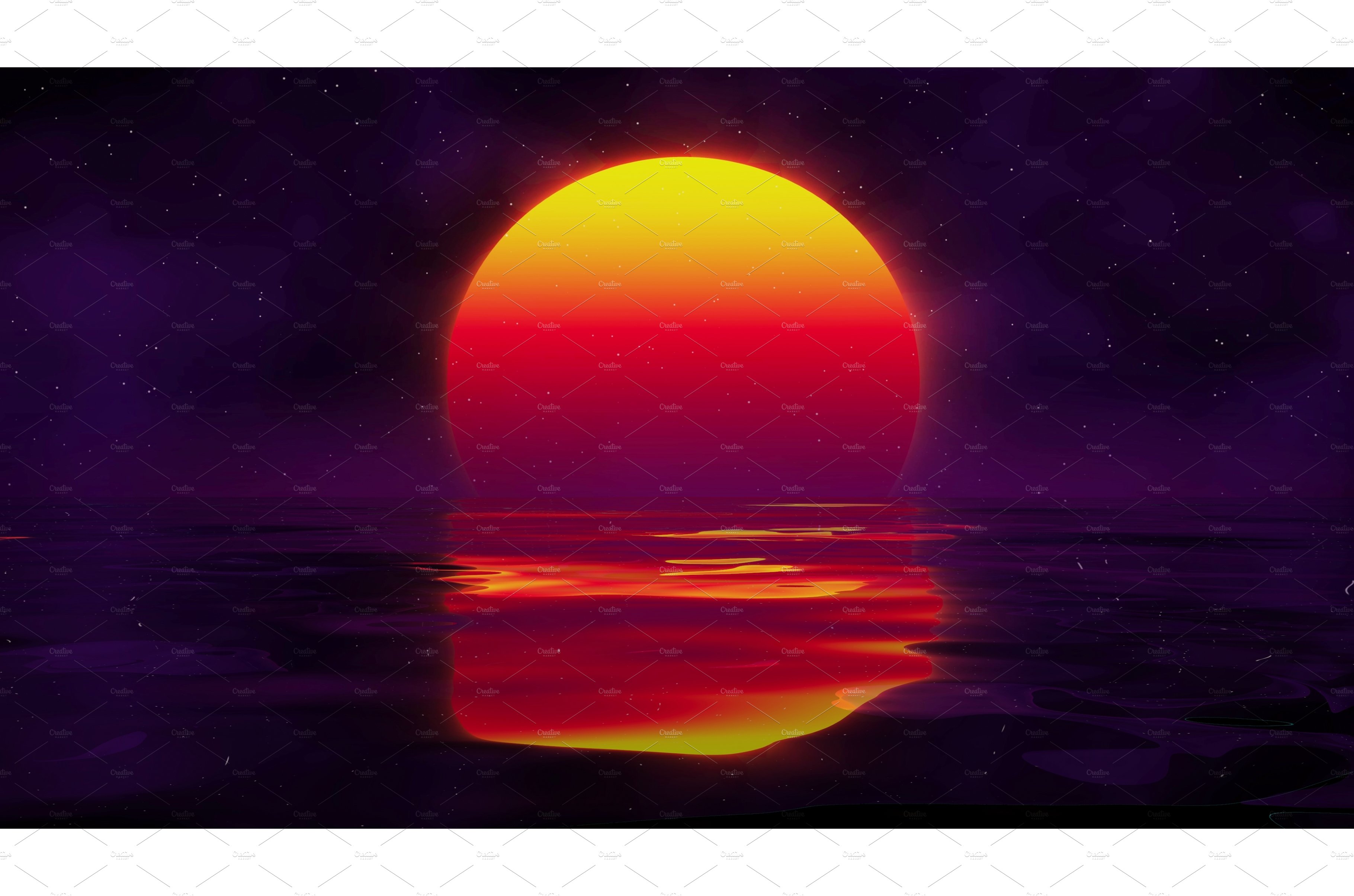 Retro landscape background sunset 3d cover image.
