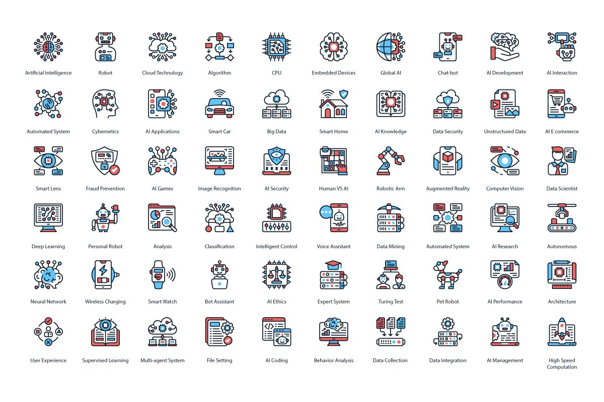 Artificial Intelligence Color Icons preview image.
