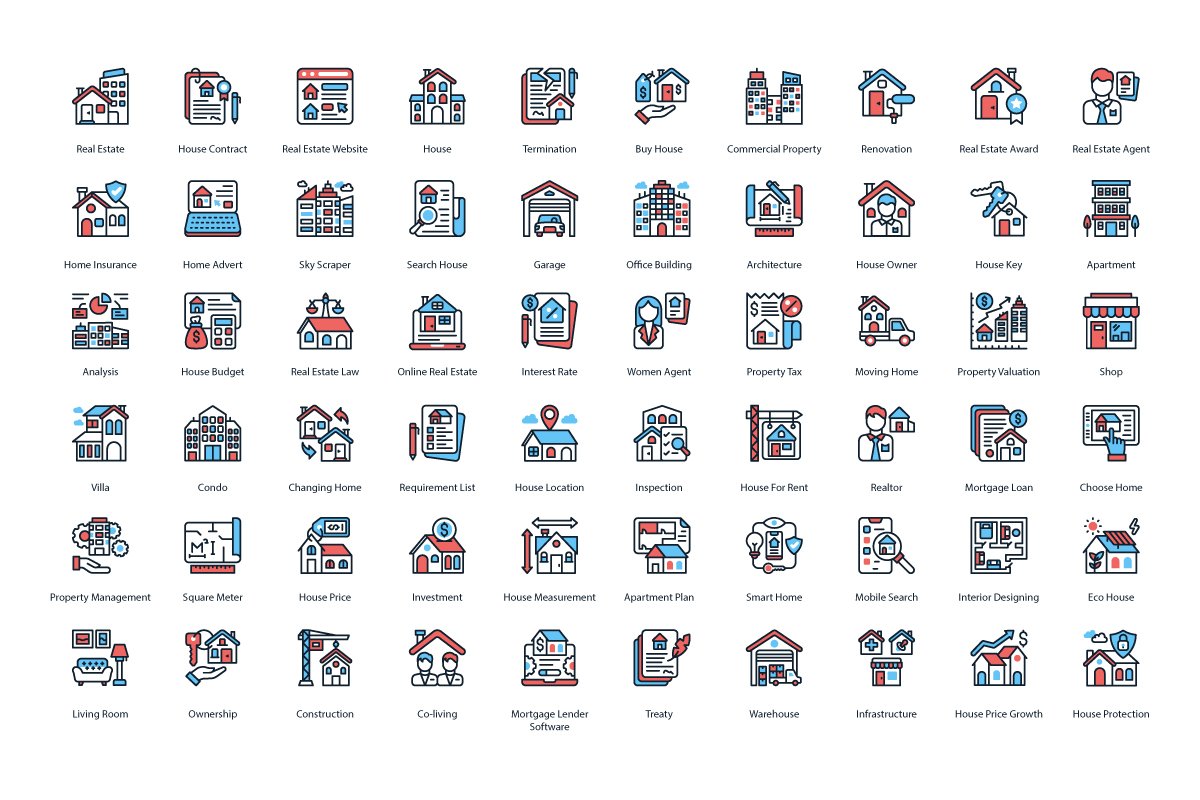 Real Estate Color Icons preview image.