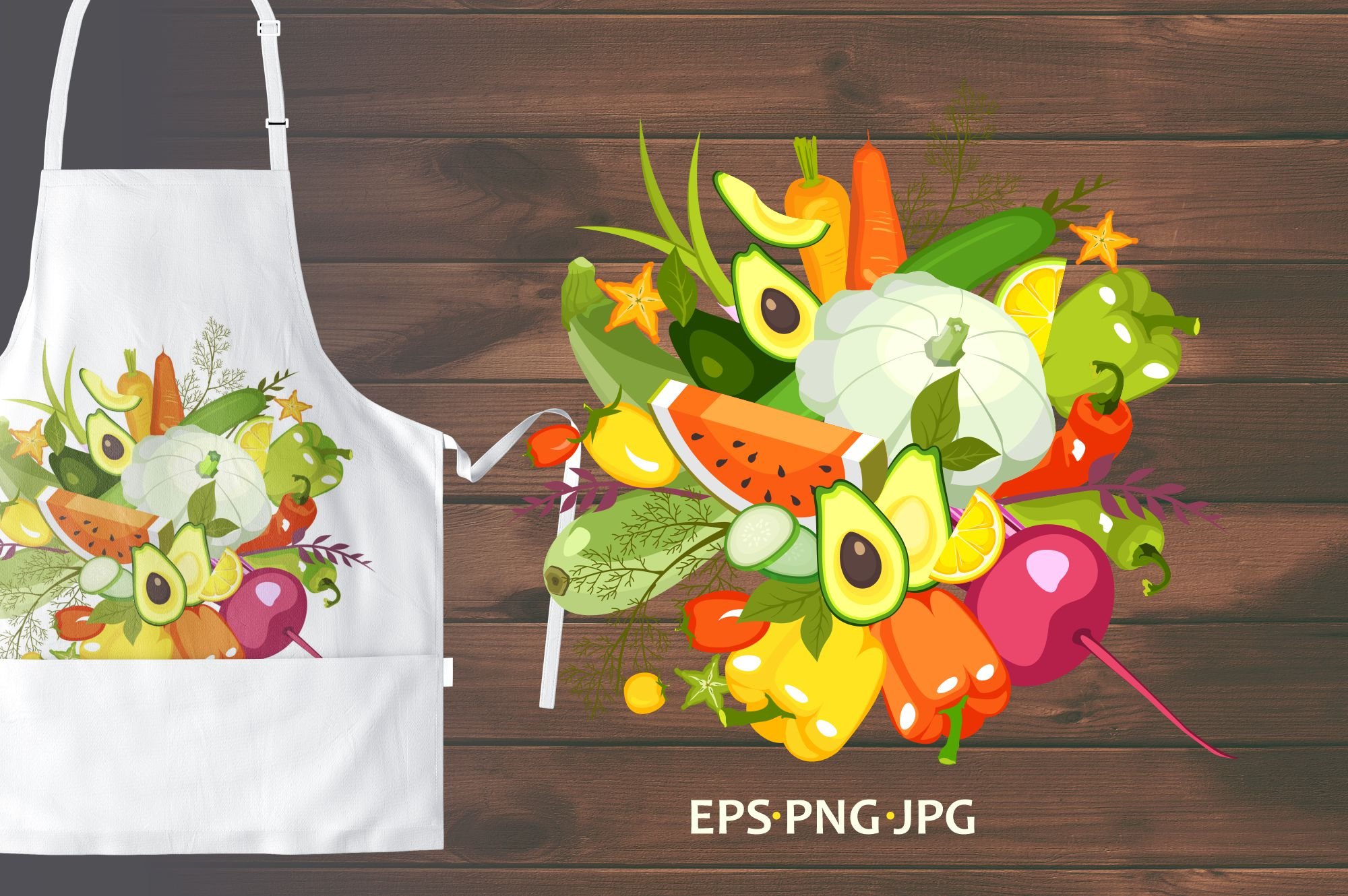 Set of vector vegetables preview image.