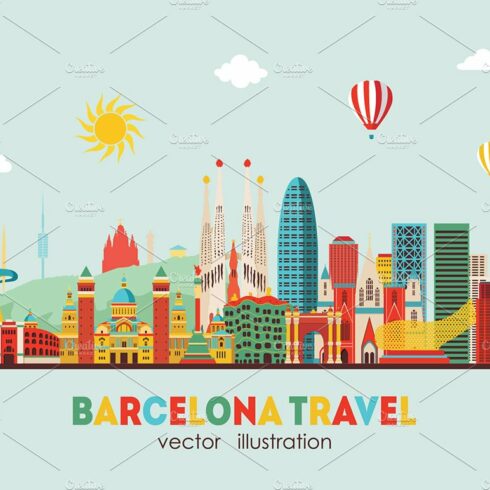 Barcelona skyline detailed silhouett cover image.