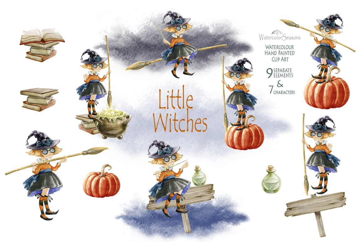 Little Witches, cute kids characters preview image.