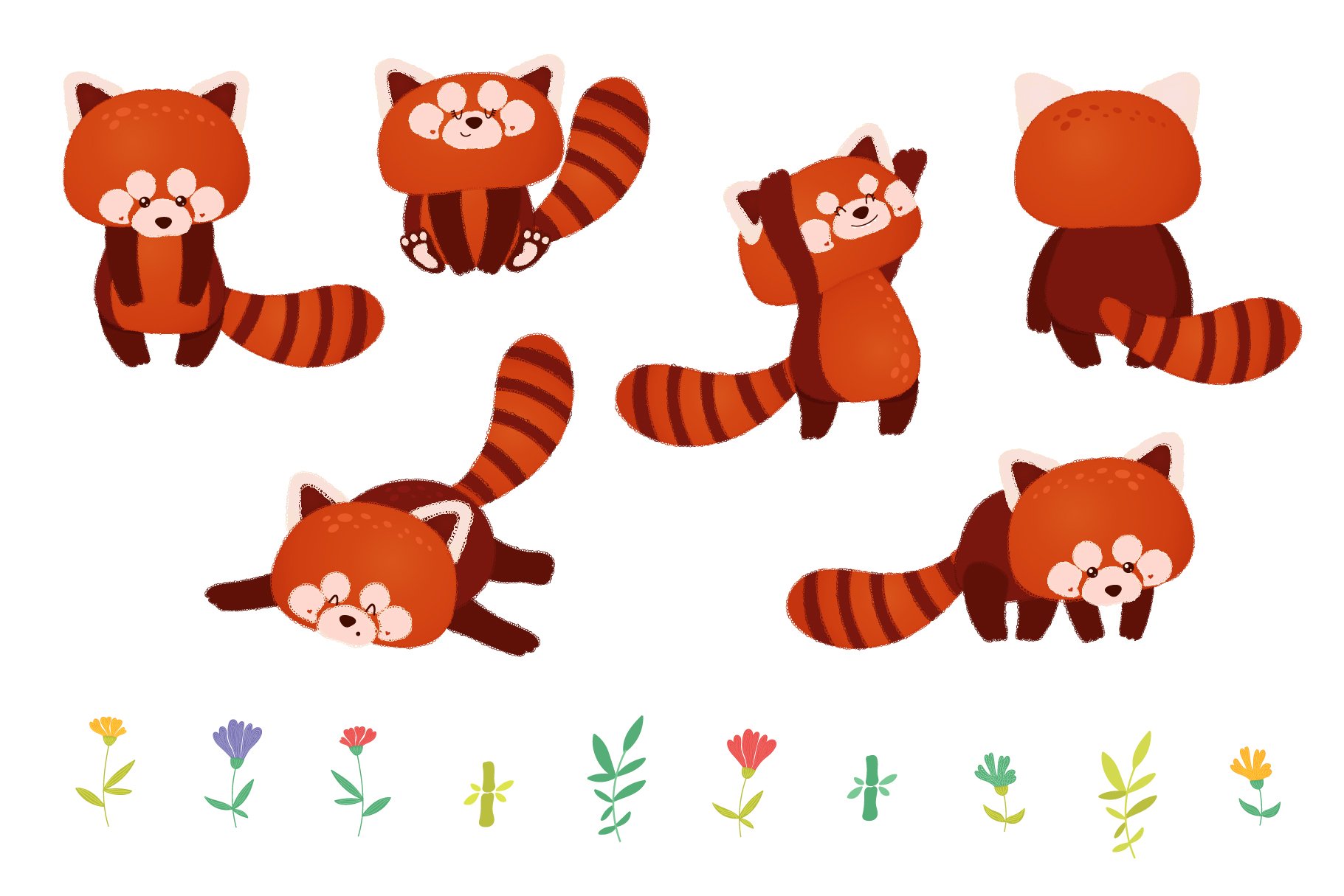 Illustration  cute red panda bear preview image.