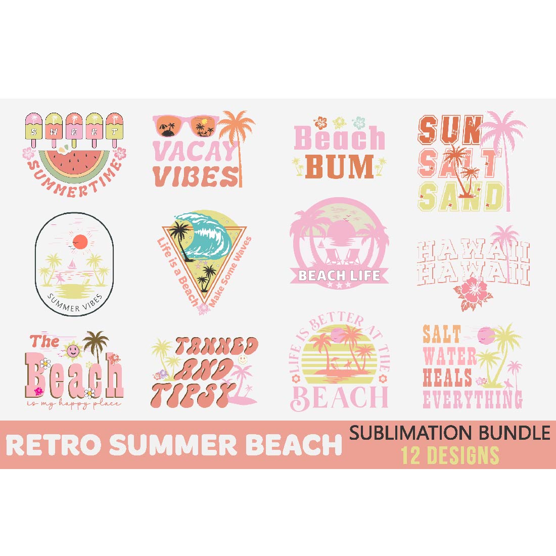 Retro Summer Sublimation Bundle preview image.