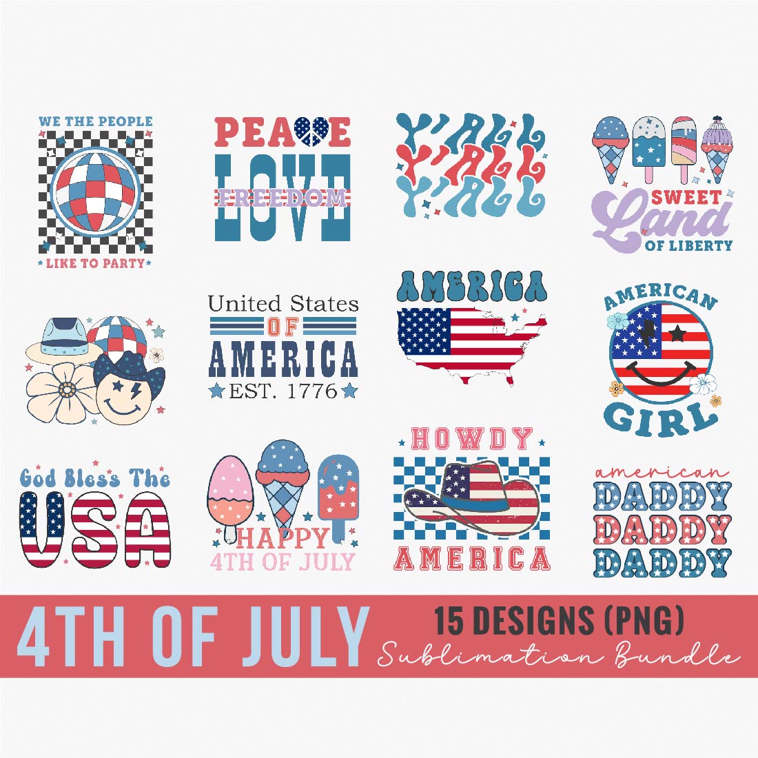 Retro 4th Of July Sublimation Bundle cover image.