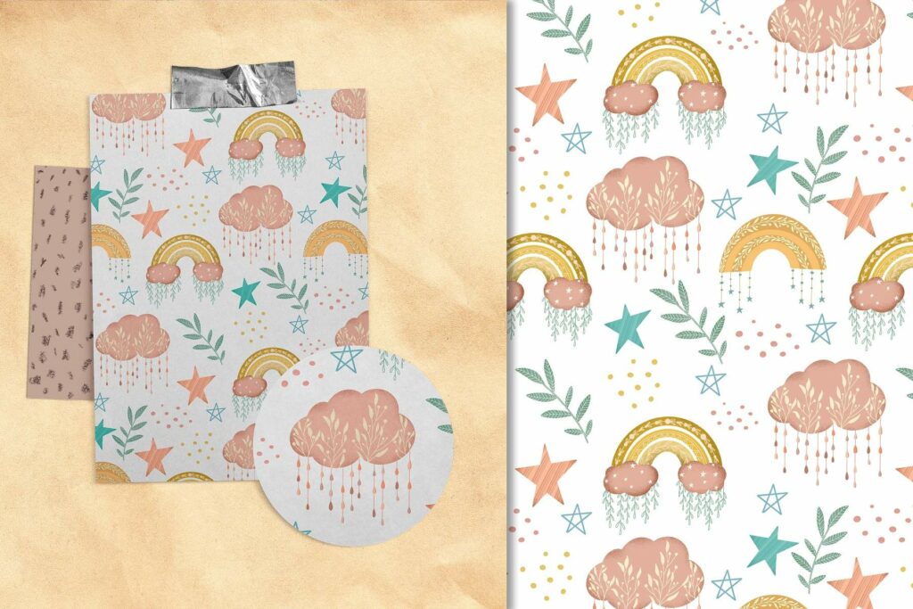 "Magical" unicorn & rainbow seamless patterns - MasterBundles