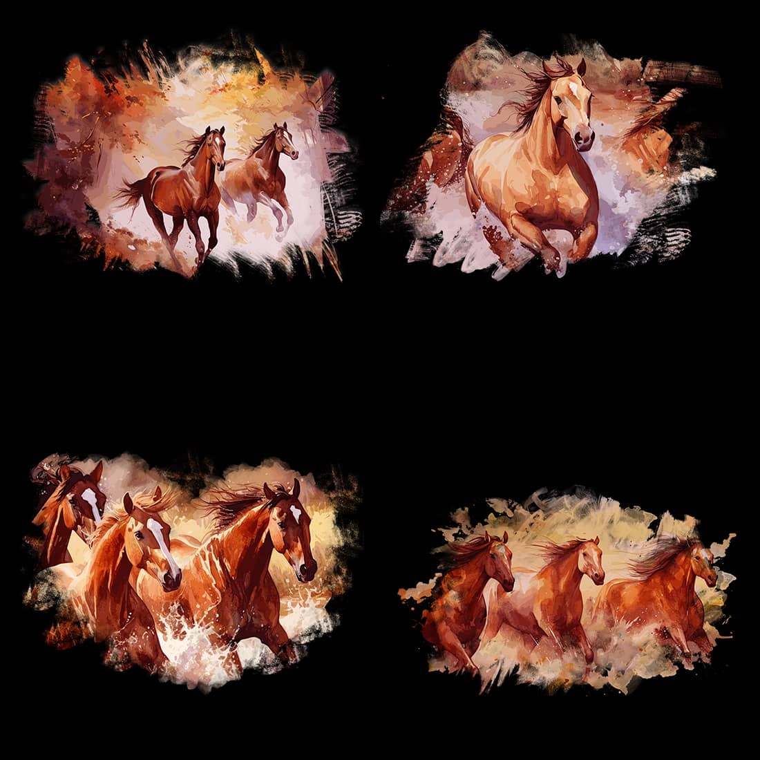 Horse T-shirt - 4 Png Designs Bundle - Only $4! preview image.