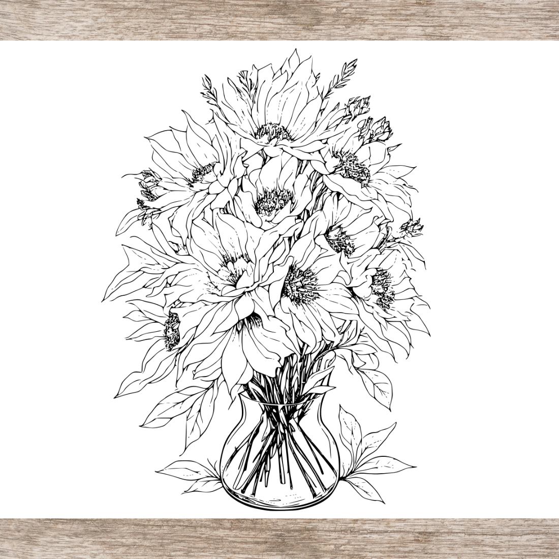 Flower Drawing Floral Coloring Pages Bundle For Adults (SVG and PNG) preview image.