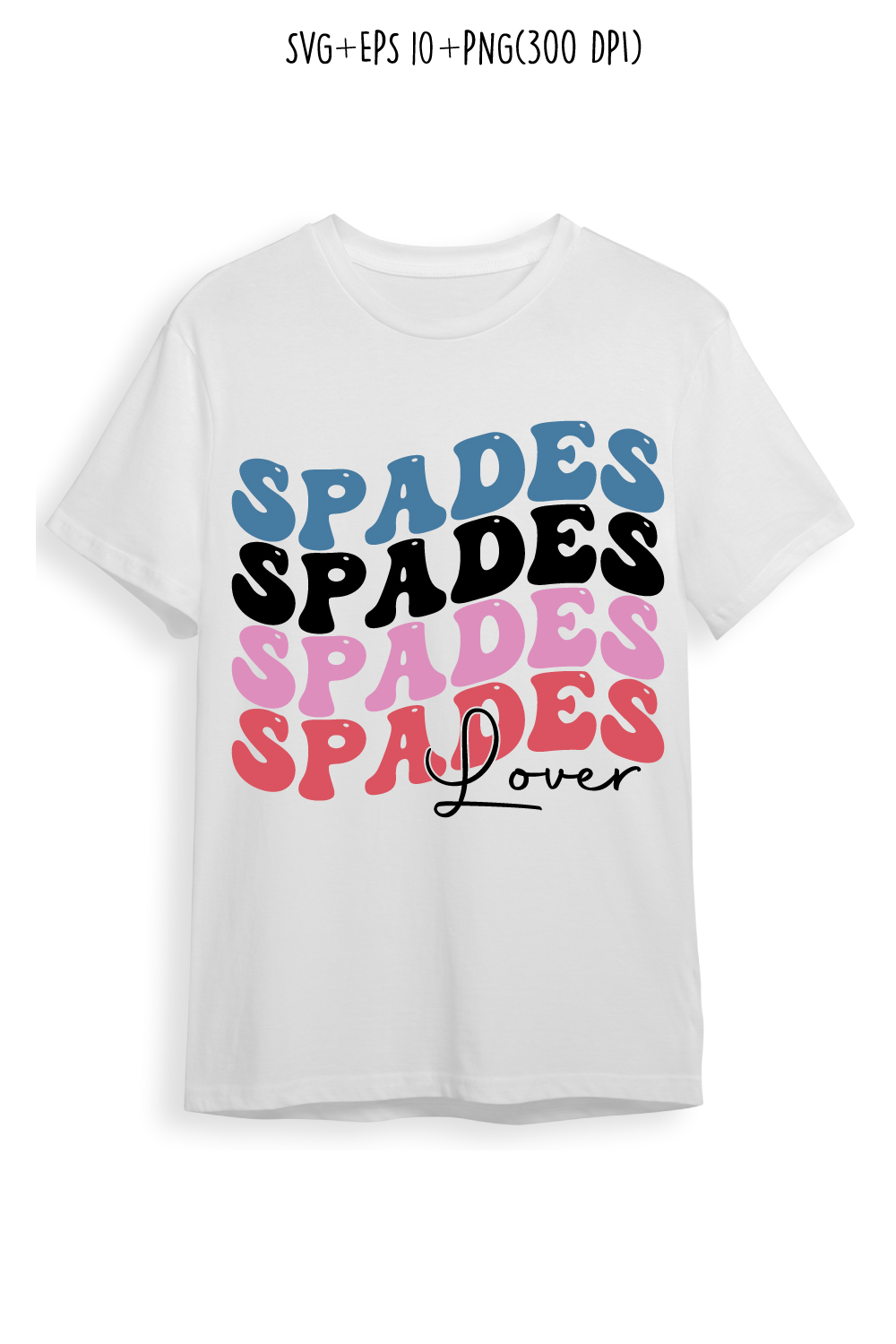 Spades lover indoor game retro typography design for t-shirts, cards, frame artwork, phone cases, bags, mugs, stickers, tumblers, print, etc pinterest preview image.