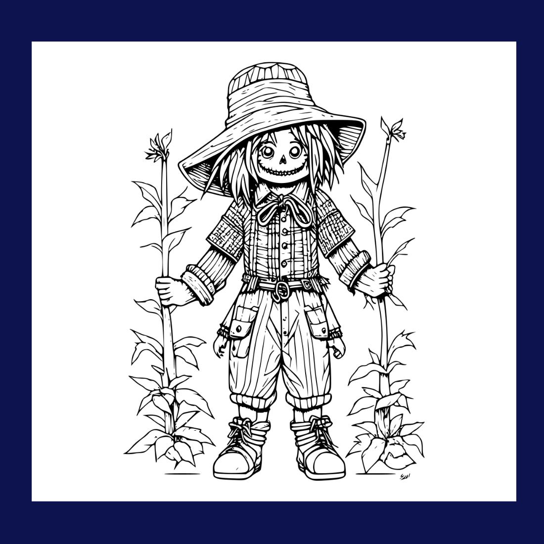 scarecrow hat coloring page