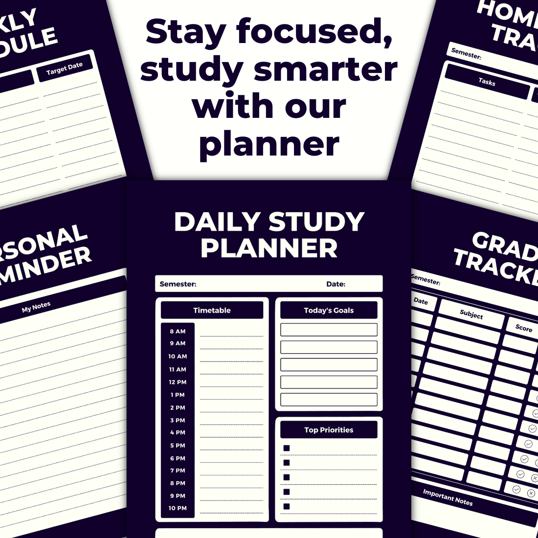 Minimalist Daily Study Planner Canva Template preview image.