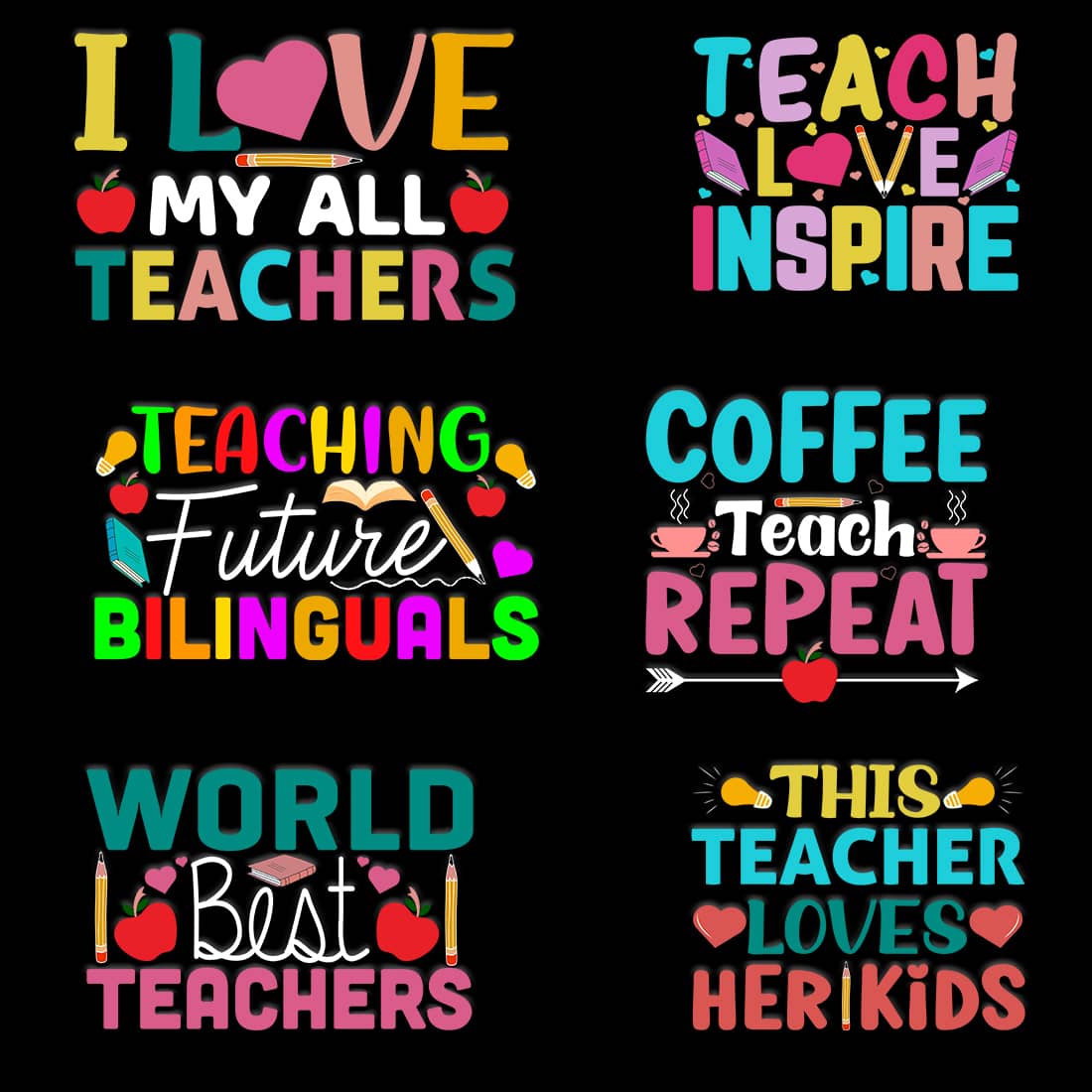 6 Teachers Day T-Shirt Design Bundle preview image.